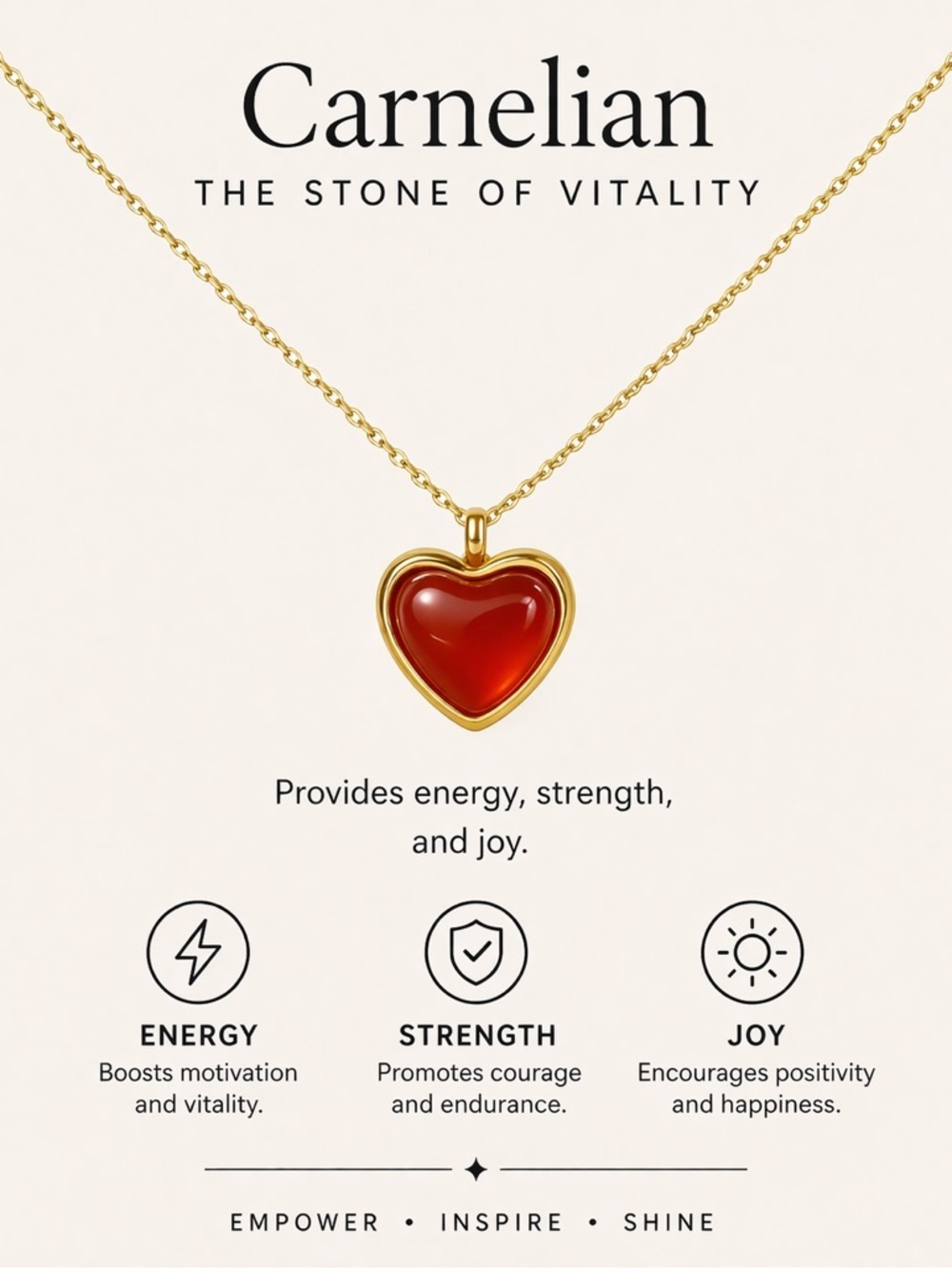 Red Carnelian Heart Pendant Necklace Gold Dainty Gemstone Jewelry